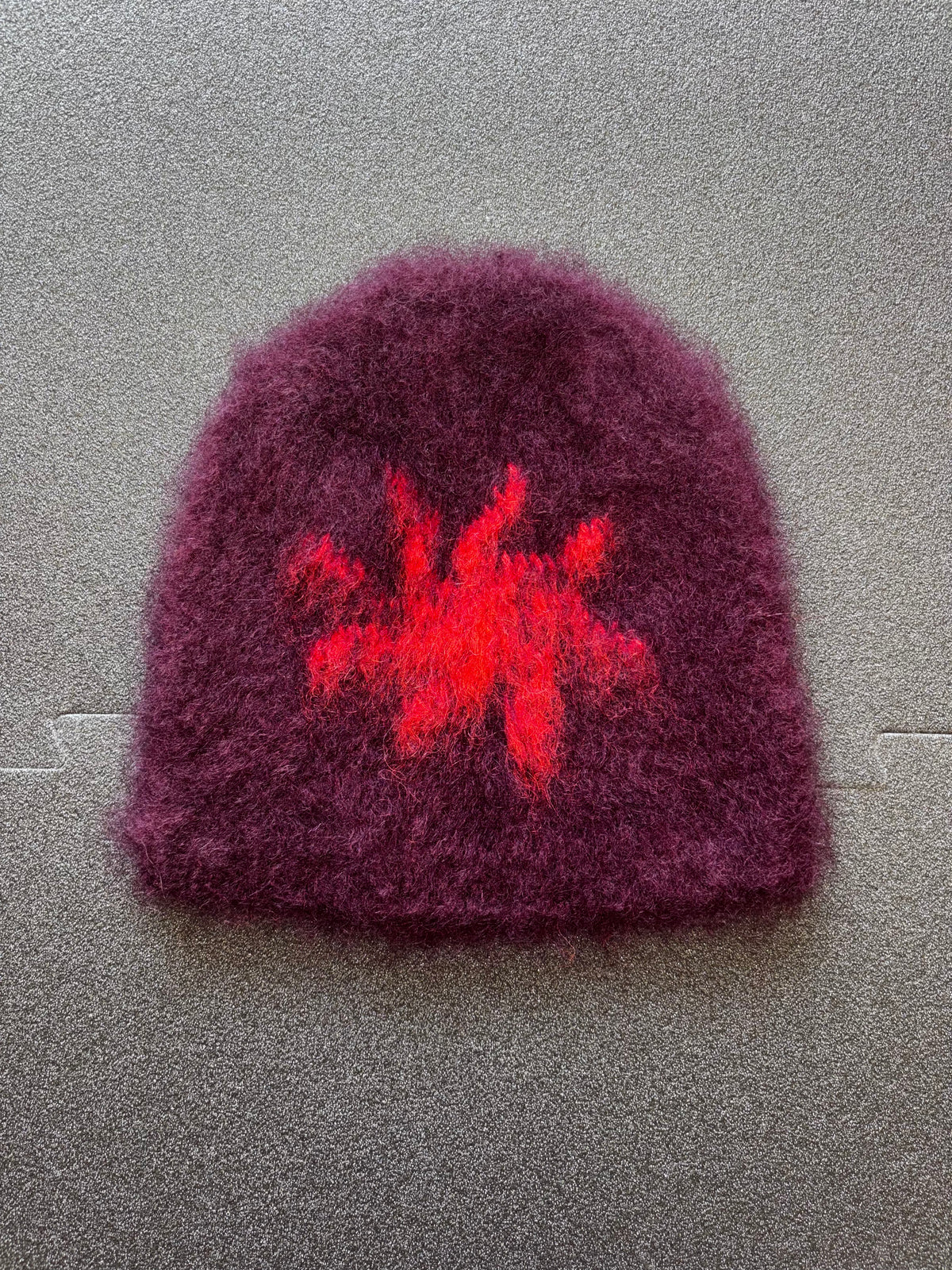 BRUSHED MOHAIR BEANIE red monster