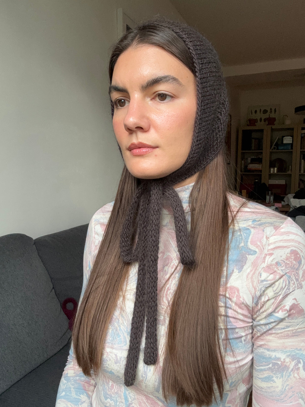 MERINO SILK BONNET BROWN