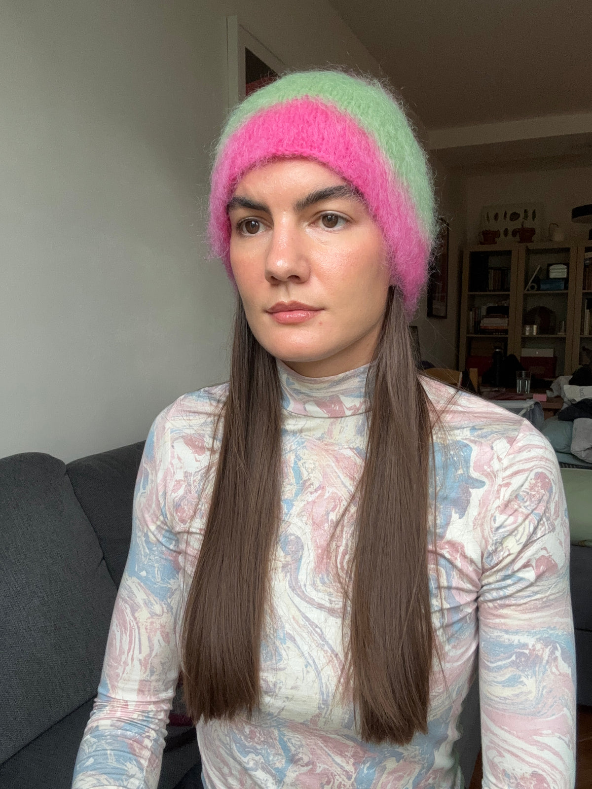 BRUSHED MOHAIR BEANIE CANDY